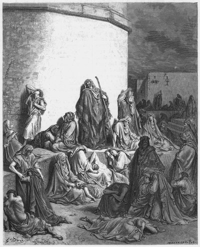 Gustave Doré Bible : Le peuple pleurant sur les ruines de Jérusalem - Gustave Dore